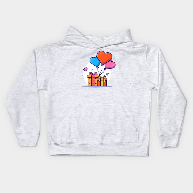 Gift And Balloon Birthday Party Kids Hoodie by Catalyst Labs